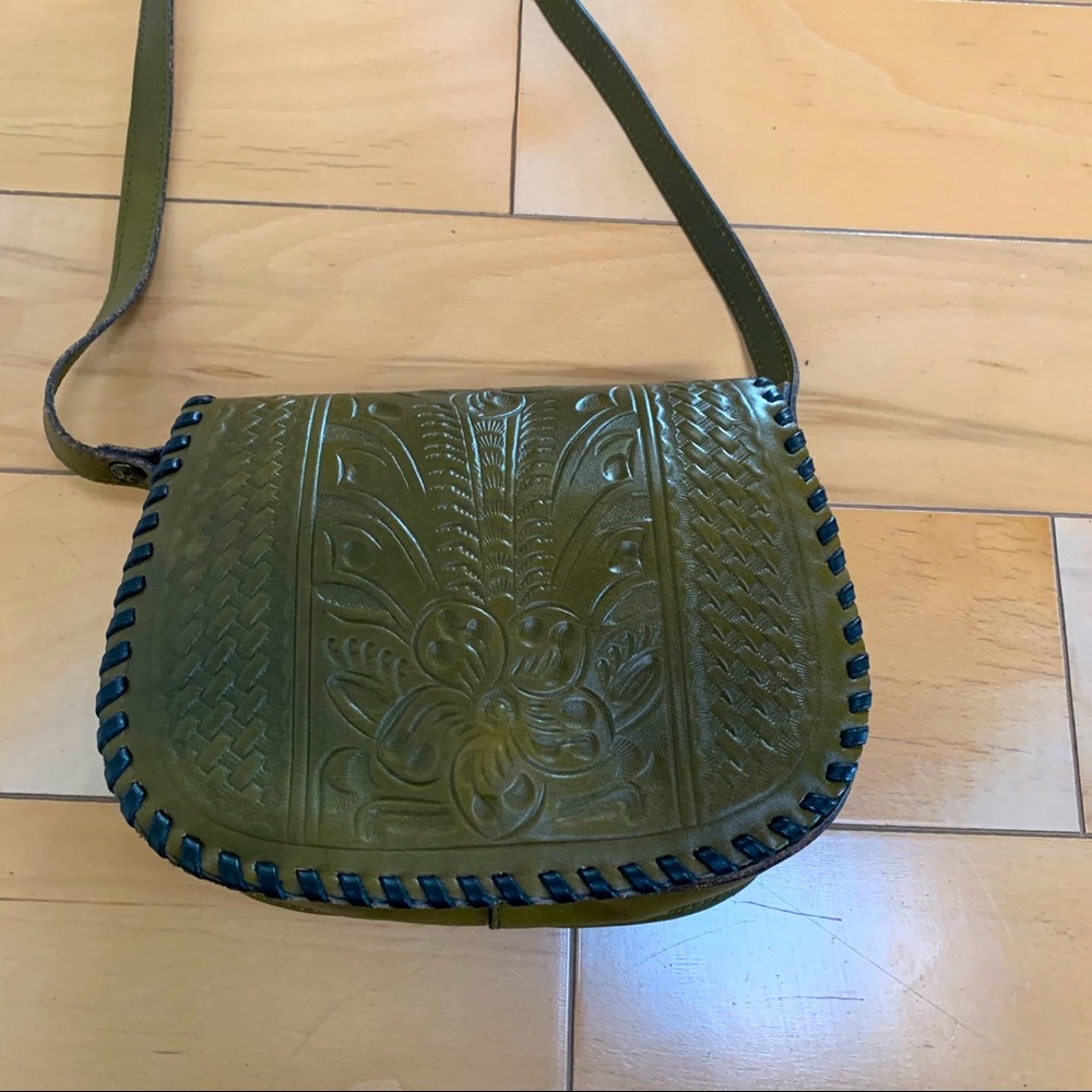 Patricia Nash Tooled Leather Olive Green Purse EUC